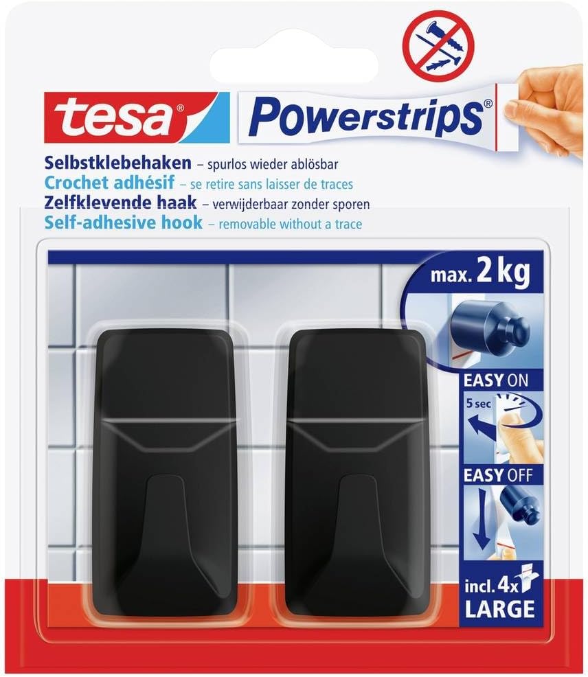 tesa Powerstrips Haken Large, rechteckig, 2 kg