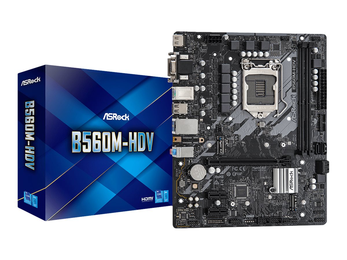 ASRock B560M-HDV - Motherboard - micro ATX - LGA1200-Sockel - B560 Chipsatz - USB 3.2 Gen 1 - Gigabit LAN - Onboard-Grafik (CPU erforderlich)