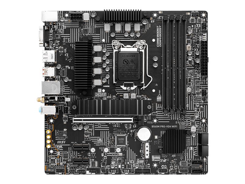 MSI B560M PRO-VDH WIFI - Motherboard - micro ATX - LGA1200-Sockel - B560 Chipsatz - USB 3.2 Gen 1, USB 3.2 Gen 2 - Bluetooth, 2.5 Gigabit LAN, Wi-Fi - Onboard-Grafik (CPU erforderlich)