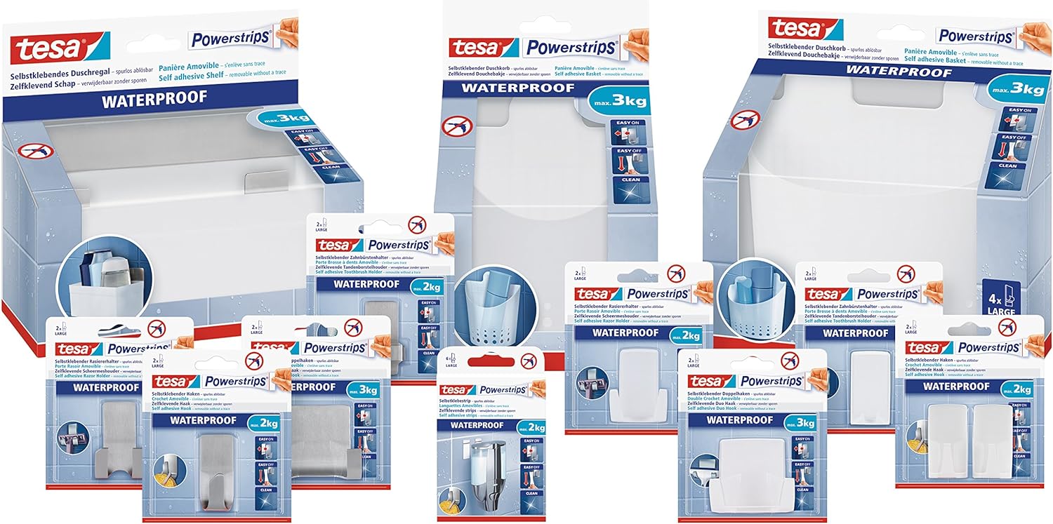 tesa  Powerstrips Waterproof Haken Zoom Metall