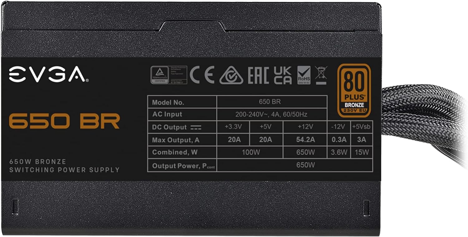 EVGA 650W 650 BR Power Supply 80+Bronze - PC-/Server Netzteil - 80 PLUS Bronze EVGA 650W 650 BR Power Supply 80+Bronze - PC-/Server Netzteil - 80 PLUS Bronze