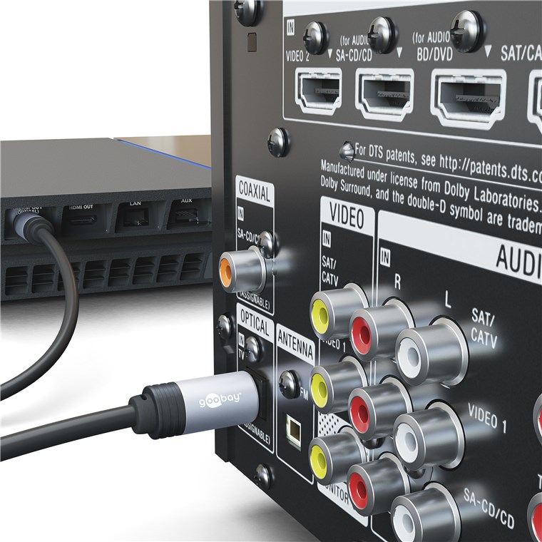 Toslink-Kabel mit Metallsteckern