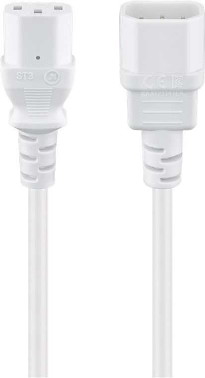 Kaltgeräte Verlängerungkabel, 3 m, Weiß