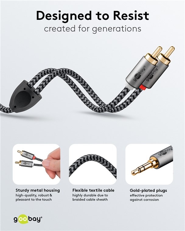 Audio Adapterkabel AUX, 3,5-mm-Klinke zu Stereo-Cinch-Stecker, 1 m Audio Adapterkabel AUX, 3,5-mm-Klinke zu Stereo-Cinch-Stecker, 1 m