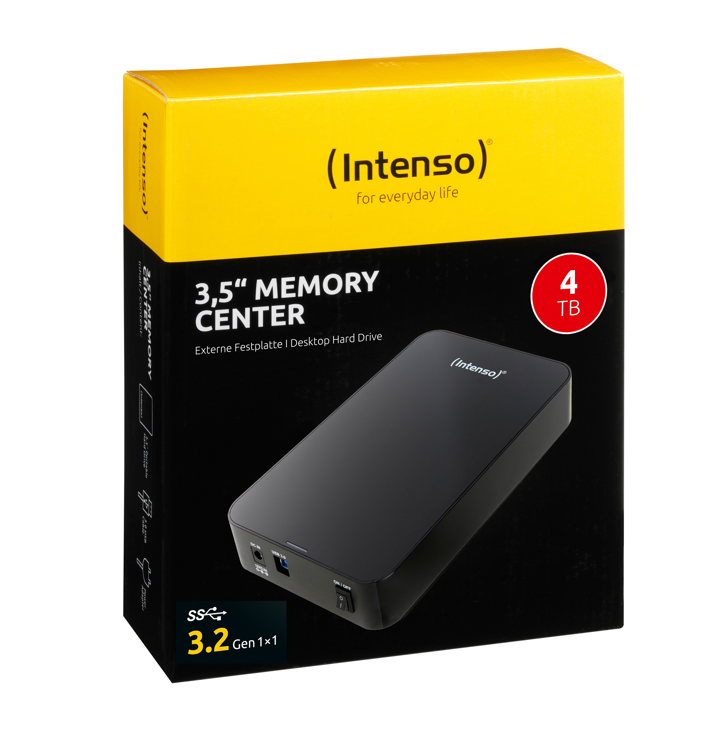 Intenso Memory Center Externe Festplatte 4 TB 5400 RPM 3.5" USB Typ-A 3.2 Gen 1 (3.1 Gen 1) Schwarz