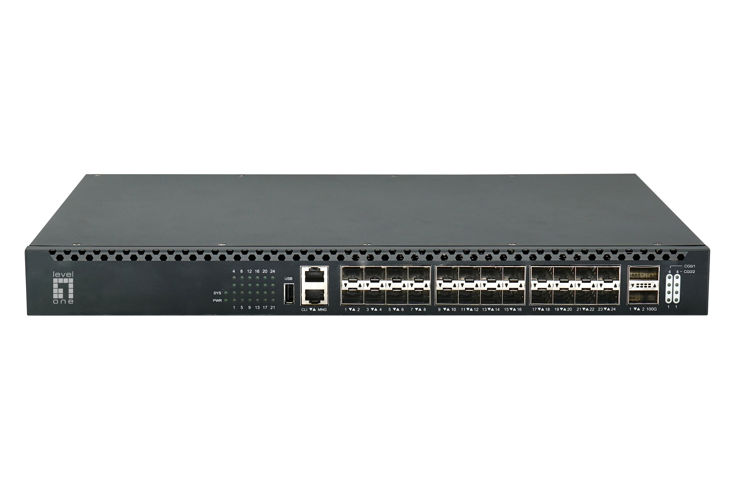LevelOne Switch 26x GE XQS-3126 2x40/100GbE 19" 185W 24xPoE - Switch