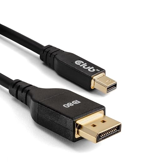 CLUB3D USB Type-C Cable to DP 2.1 Bi-Directional VESA DP80 Certified Cable M/M 1m/3.28ft