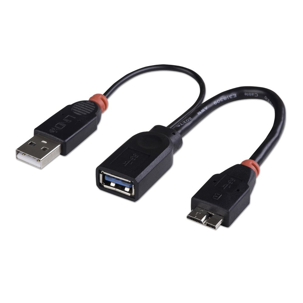 Lindy 31612 USB Kabel USB 3.2 Gen 1 (3.1 Gen 1) 0,5 m Mini-USB B 2 x USB A Schwarz