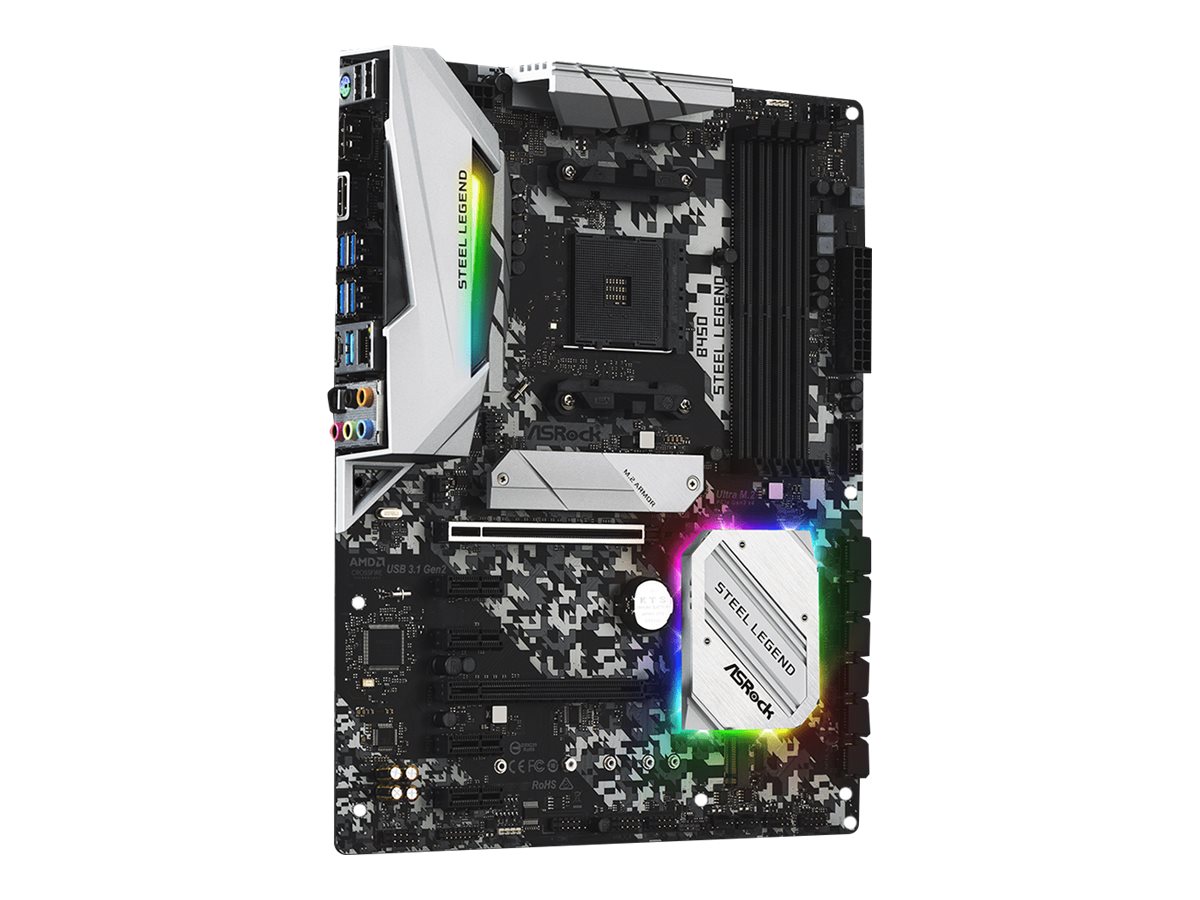 ASRock B450 Steel Legend - Motherboard - ATX - Socket AM4 - AMD B450 Chipsatz - USB 3.1 Gen 1, USB-C Gen2, USB 3.1 Gen 2 - Gigabit LAN - Onboard-Grafik (CPU erforderlich)