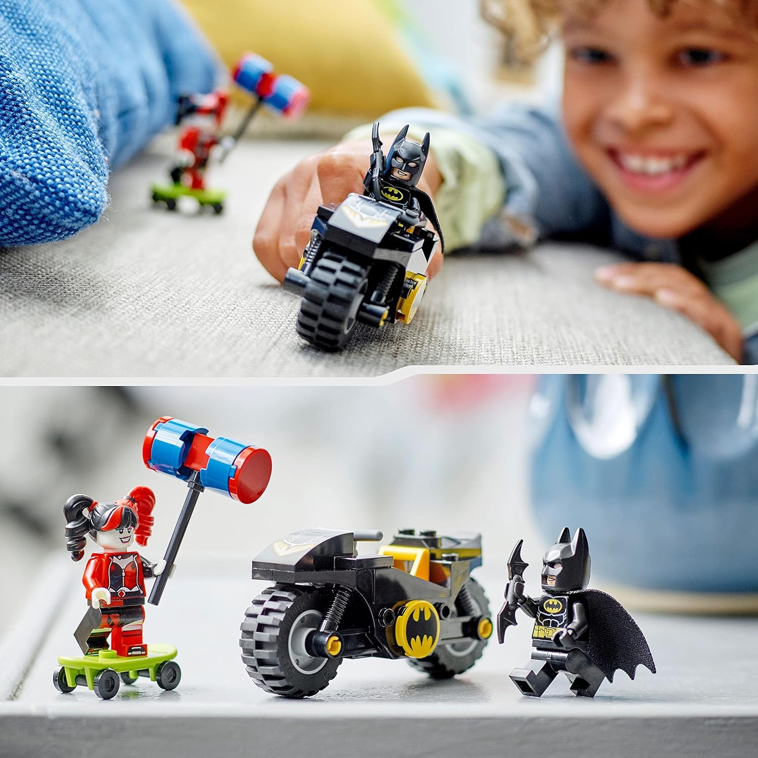 LEGO 76220 DC Batman vs. Harley Quinn, Superhelden-Set mit Action Figuren, Skateboard und Motorrad-Spielzeug für Jungen und Mädchen ab 4 Jahren LEGO 76220 DC Batman vs. Harley Quinn, Superhelden-Set mit Action Figuren, Skateboard und Motorrad-Spielzeug für Jungen und Mädchen ab 4 Jahren