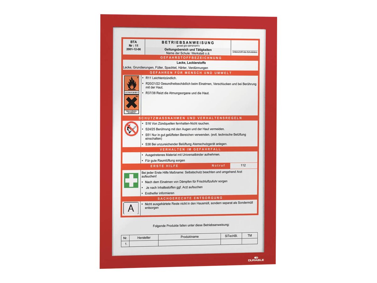 DURABLE Inforahmen Duraframe A4 selbstklebend 2 St rot