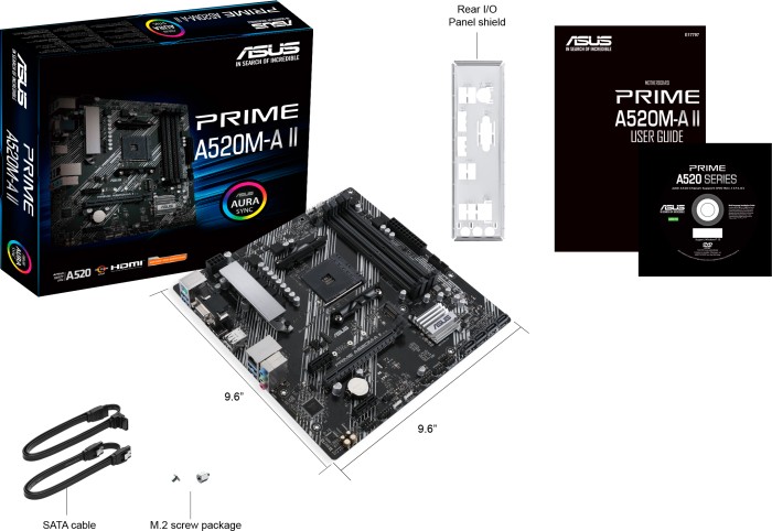 ASUS PRIME A520M-A II - Motherboard - micro ATX - Socket AM4 - AMD A520 Chipsatz - USB 3.2 Gen 1 - Gigabit LAN - Onboard-Grafik (CPU erforderlich) ASUS PRIME A520M-A II - Motherboard - micro ATX - Socket AM4 - AMD A520 Chipsatz - USB 3.2 Gen 1 - Gigabit LAN - Onboard-Grafik (CPU erforderlich)