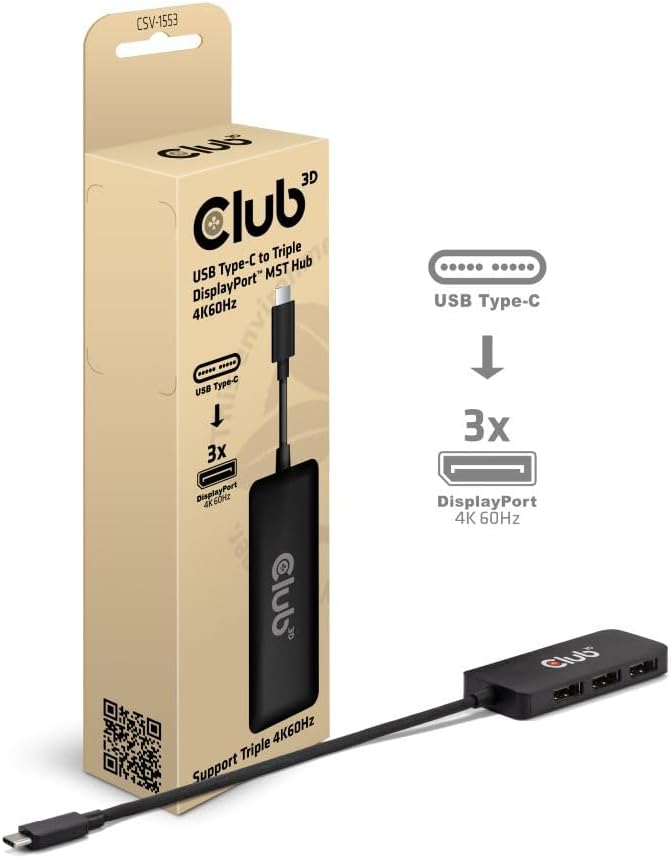 CLUB3D CSV-1553 Schnittstellen-Hub USB Typ-C Schwarz