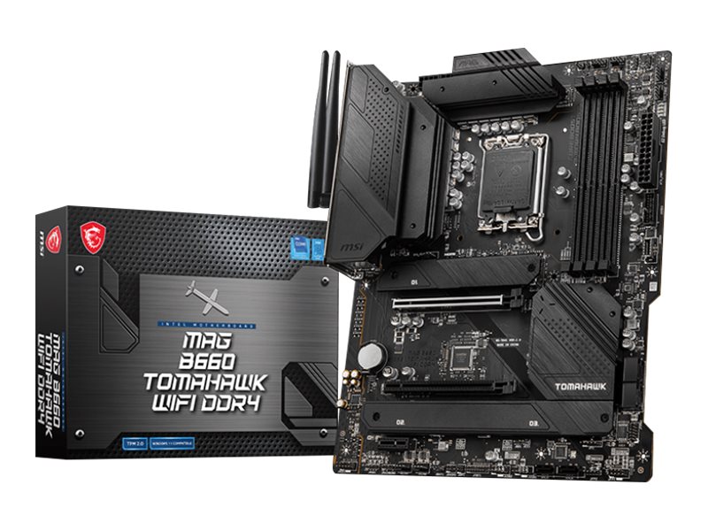MSI MAG B660 TOMAHAWK WIFI DDR4 - Motherboard - ATX - LGA1700-Sockel - B660 Chipsatz - USB-C Gen2, USB 3.2 Gen 1, USB 3.2 Gen 2, USB-C Gen 2x2 - 2.5 Gigabit LAN, Wi-Fi, Bluetooth - Onboard-Grafik (CPU erforderlich)