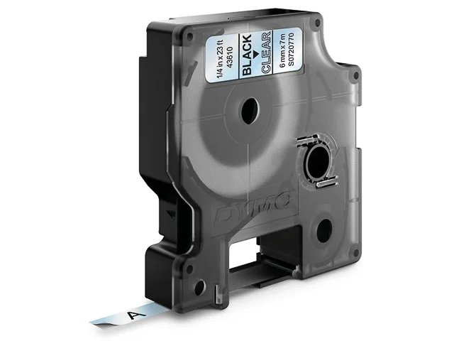 DYMO D1 - Standardetiketten - Schwarz auf Transparent - 6mm x 7m