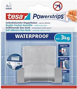 tesa  Powerstrips Waterproof Duohaken Zoom, Metall