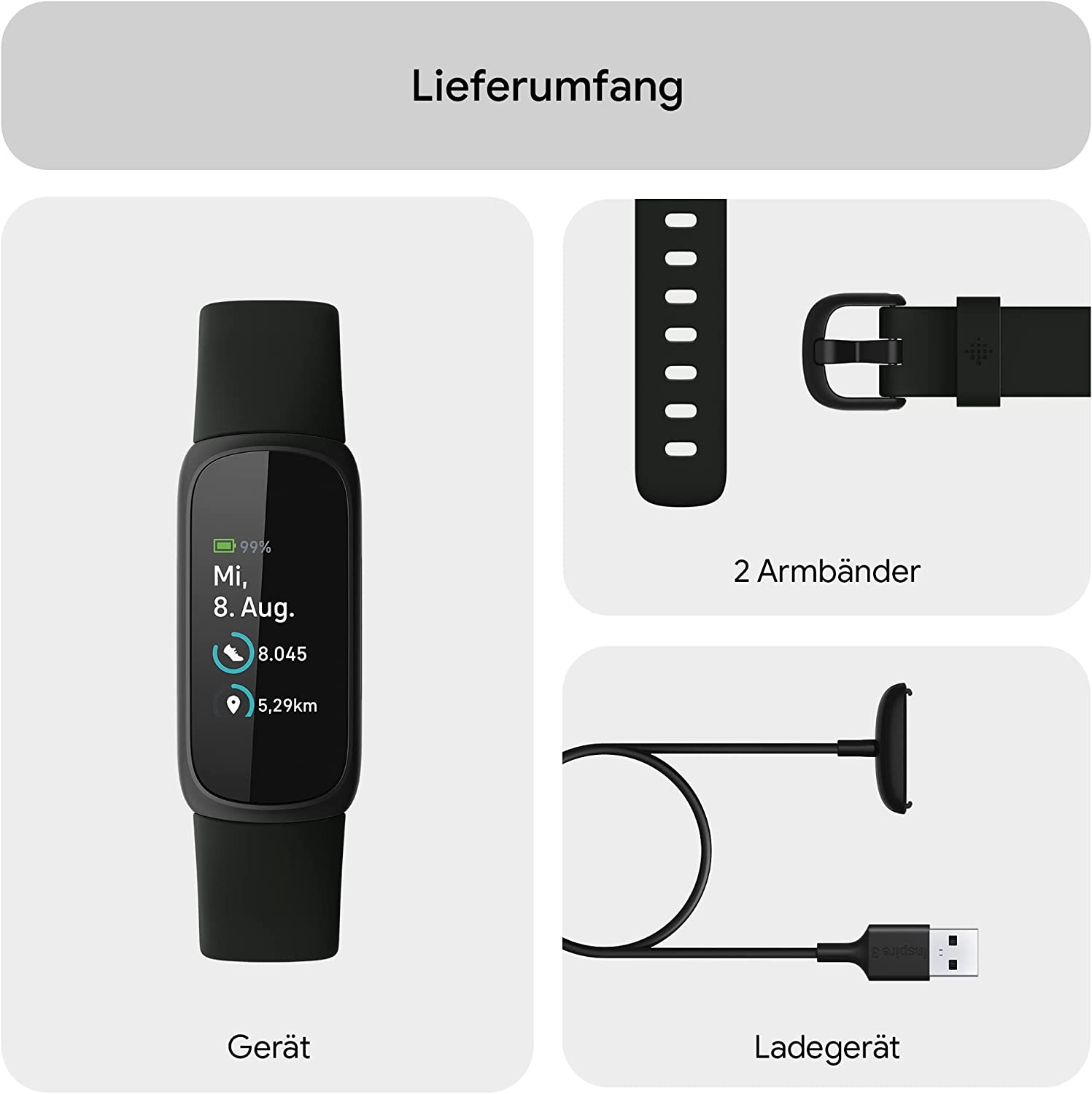 Fitbit Inspire 3 - Schwarz - Aktivitätsmesser mit Band