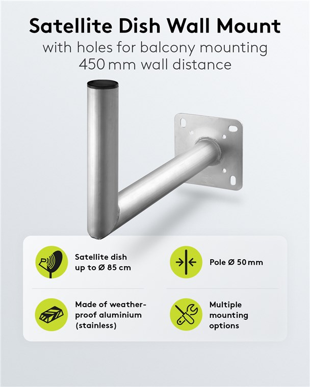 Aluminium Sat-Schüssel-Wandhalterung, 450 mm Wandabstand Aluminium Sat-Schüssel-Wandhalterung, 450 mm Wandabstand
