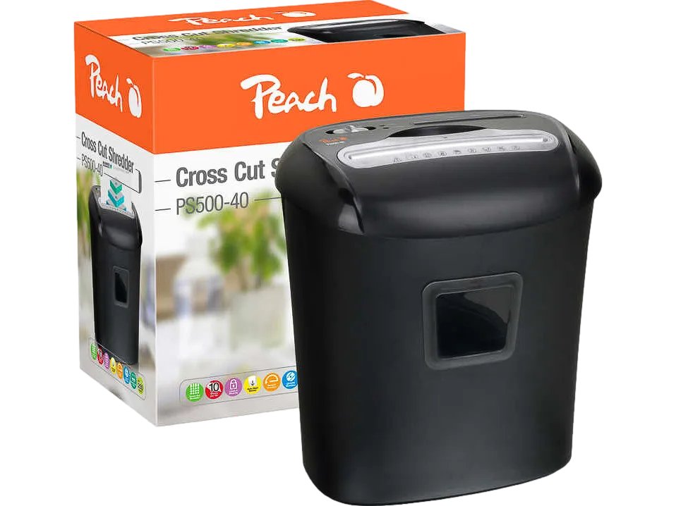Peach PS500-40 Aktenvernichter Kreuzschreddern 68 dB Schwarz