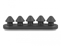 Delock Kabelhalter - 5 Durchführungen, selbstklebend - Tisch montierbar, Oberfläche montierbar, geeignet für Wandmontage - Schwarz (Packung mit 2)
