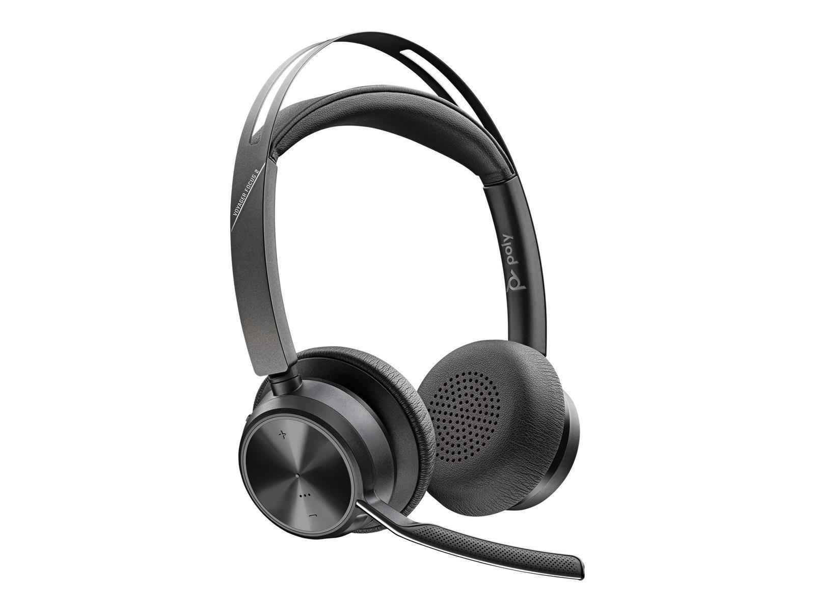 POLY Voyager Focus 2 Office Kopfhörer Verkabelt & Kabellos Kopfband Büro/Callcenter USB Typ-A Bluetooth Ladestation Schwarz