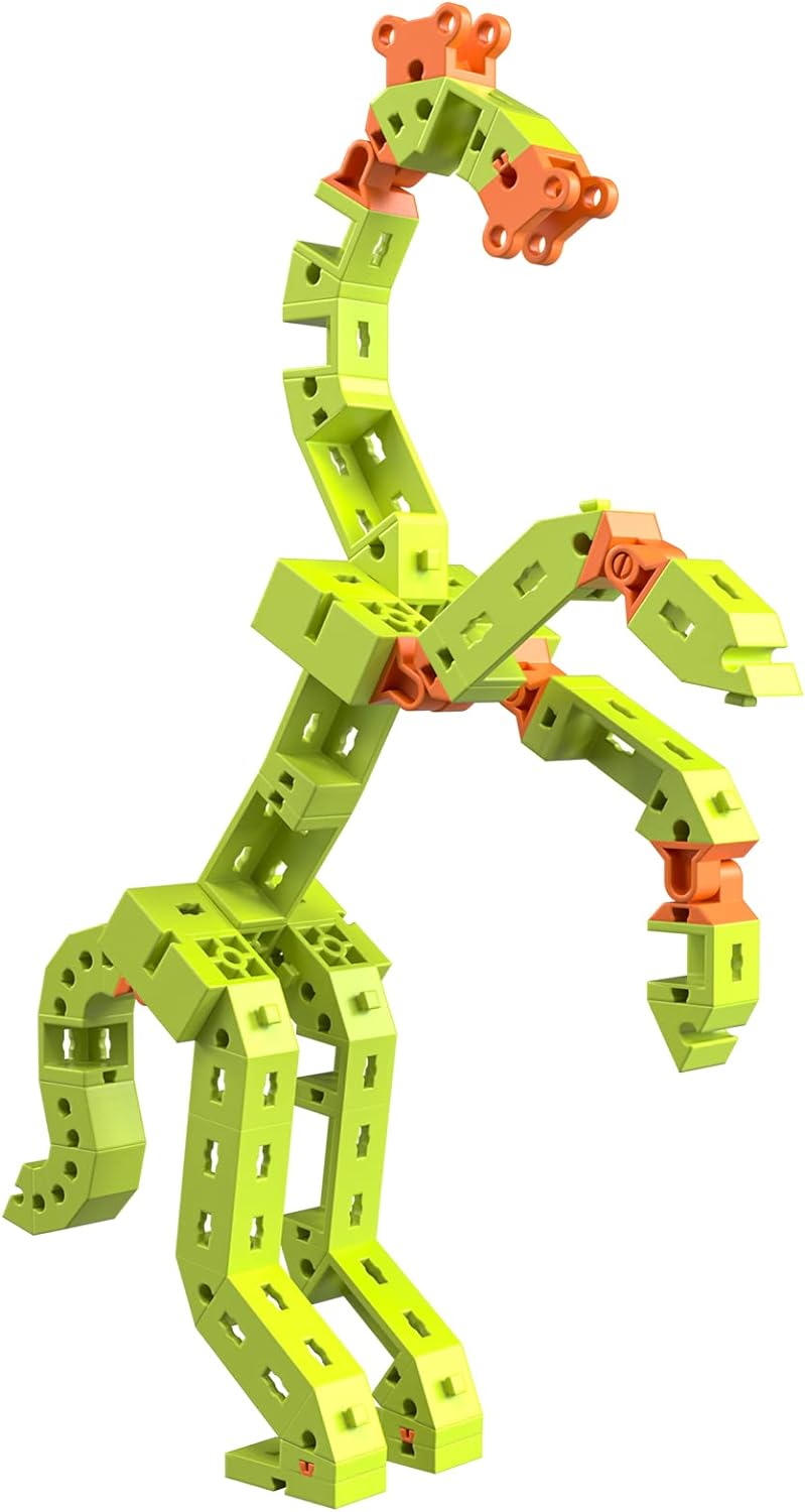 fischertechnik 563576 ADVANCED Animal Friends – Bausatz für Kinder ab 6 Jahren, Motorikspielzeug aus nachhaltigem Bio-Polyamid, mit 5 beweglichen Tiermodellen, Grün