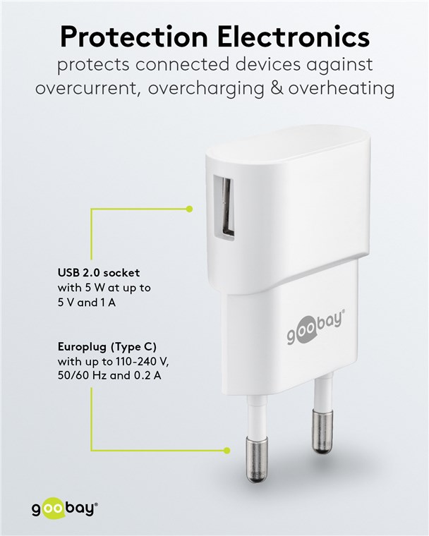 USB-A Ladegerät (5 W) weiß USB-A Ladegerät (5 W) weiß