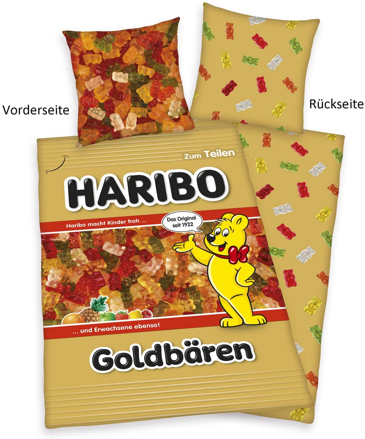 Haribo - Goldbären Bettwäsche Renforcé - 80 x 80 / 135 x 200 cm Haribo - Goldbären Bettwäsche Renforcé - 80 x 80 / 135 x 200 cm