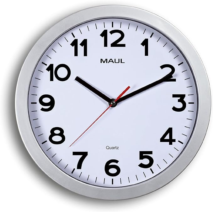 MAUL Wanduhr Step weiß/silber Kunststoff 30cm inkl. Batterie