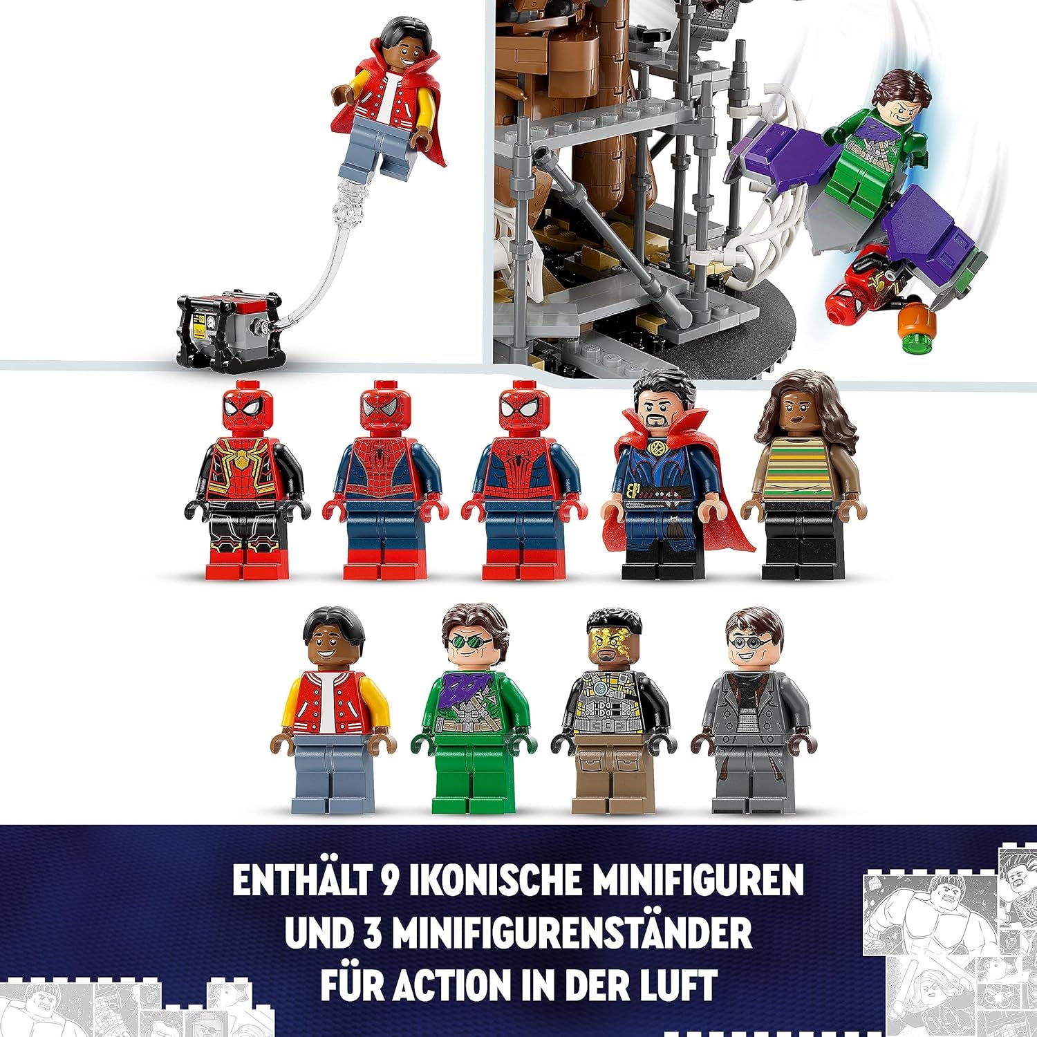 LEGO 76261 Marvel Spider-Mans großer Showdown, Spider-Man: No Way Home-Set mit 3 Peter Parker-Minifiguren sowie Green Goblin, Electro, Sandman, Ned, Doctor Strange und MJ, Sammlermodell LEGO 76261 Marvel Spider-Mans großer Showdown, Spider-Man: No Way Home-Set mit 3 Peter Parker-Minifiguren sowie Green Goblin, Electro, Sandman, Ned, Doctor Strange und MJ, Sammlermodell