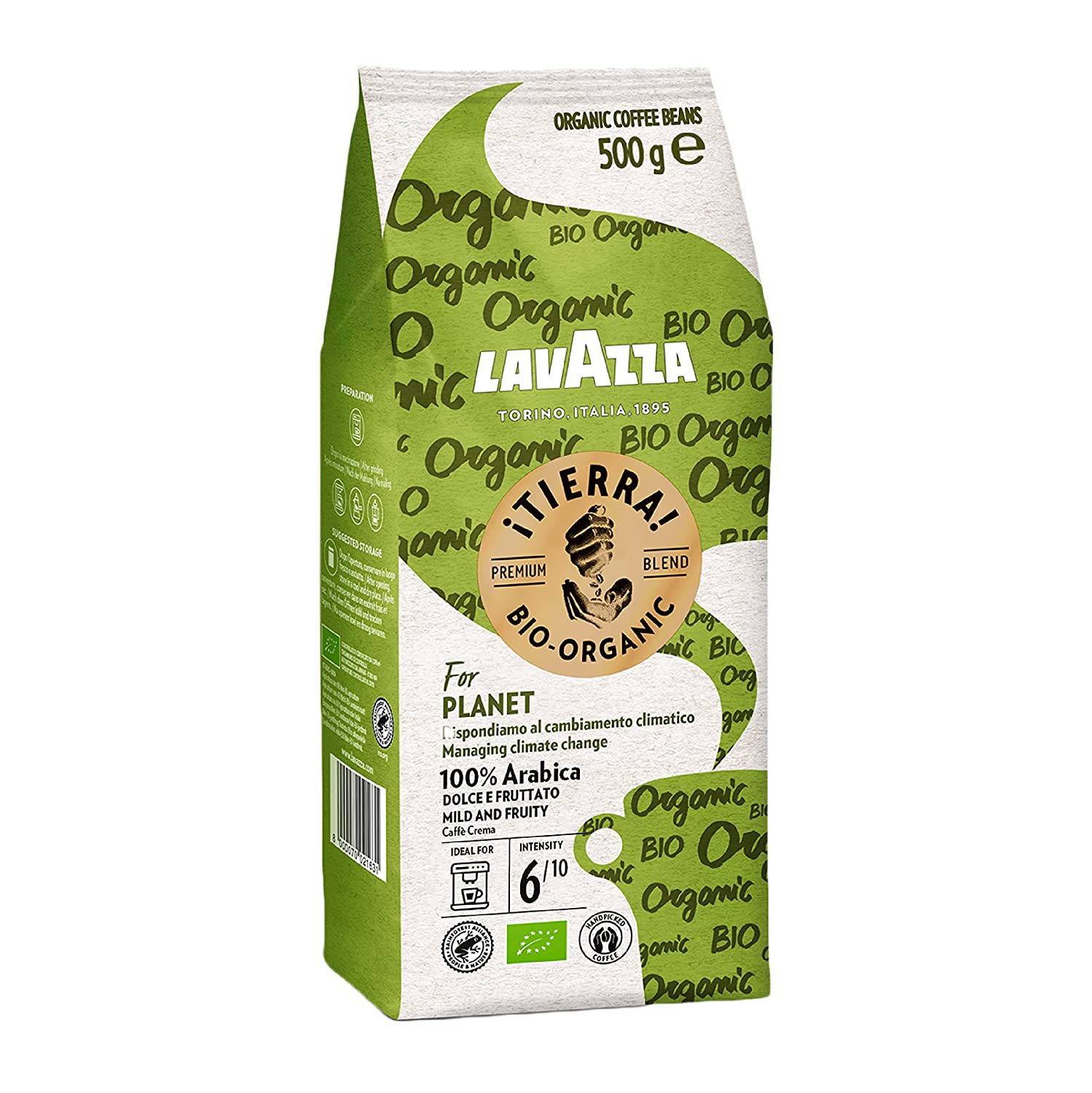 Lavazza ¡Tierra! For Planet, 500g Packung, 100% hochwertige Arabica Kaffeebohnen, Heller Röstgrad