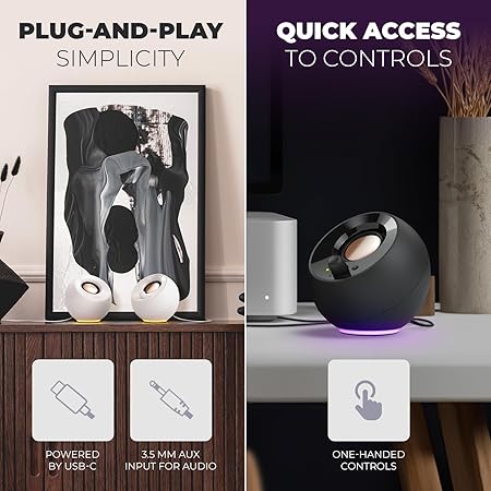 Creative Lautsprecher Pebble SE RGB Stereo, weiß Creative Lautsprecher Pebble SE RGB Stereo, weiß