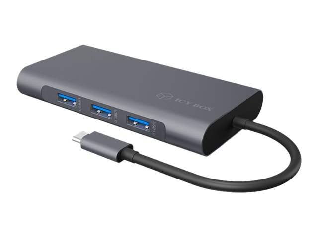 ICY BOX IB-DK4040-CPD Kabelgebunden USB 3.2 Gen 1 (3.1 Gen 1) Type-C Anthrazit, Schwarz
