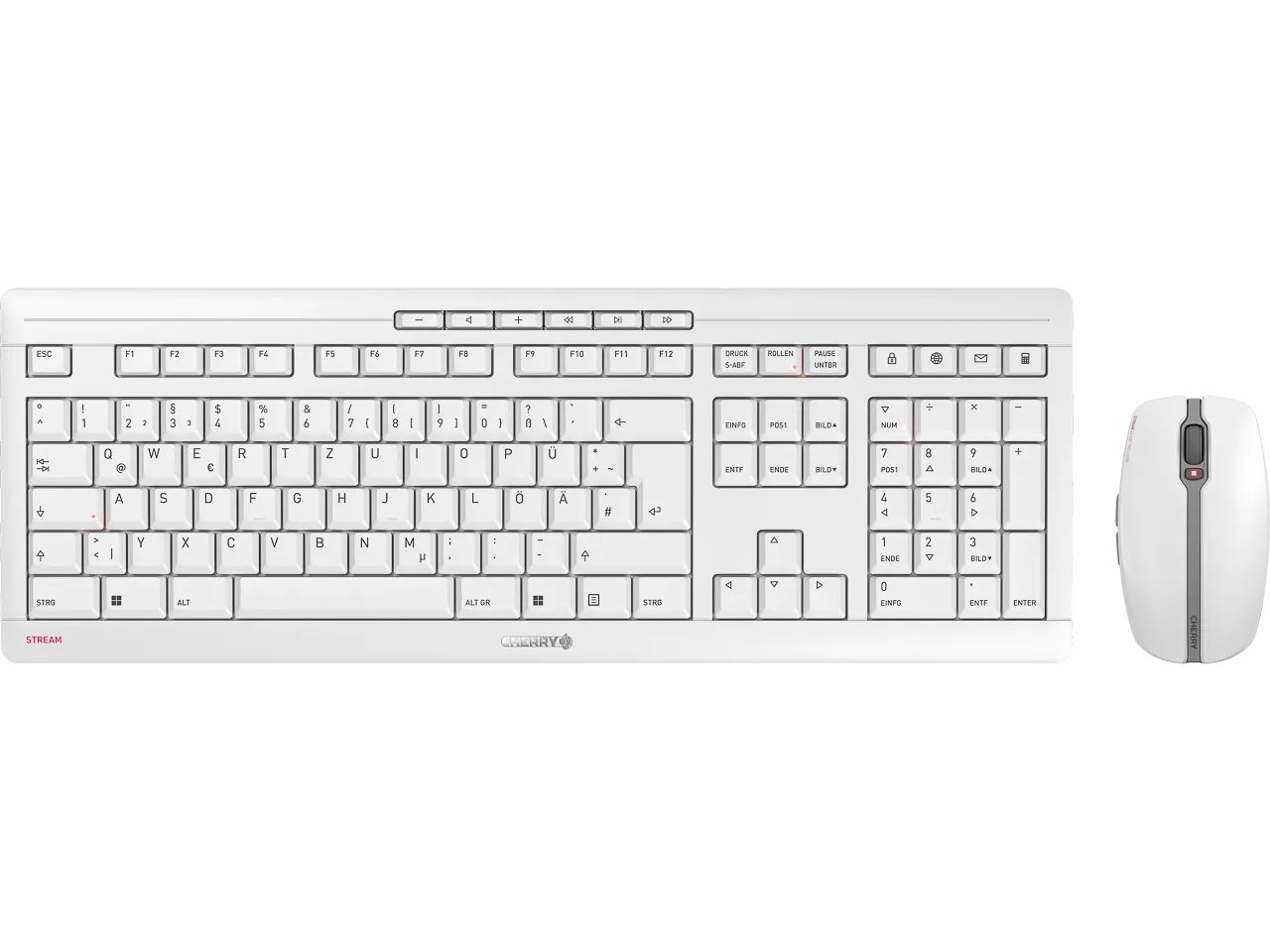 CHERRY Stream Desktop Recharge Tastatur Maus enthalten Universal RF Wireless QWERTZ Deutsch Grau