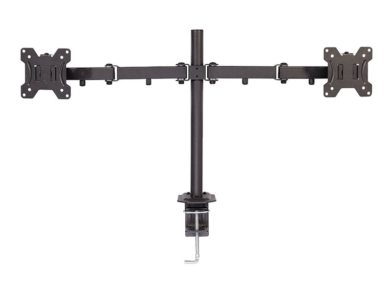 Lindy Dual Display Bracket w/ Pole & Desk Clamp - Befestigungskit - einstellbarer Arm - für 2 Monitore - Stahl - Schwarz - Bildschirmgröße: 43.2-71 cm (17"-28")