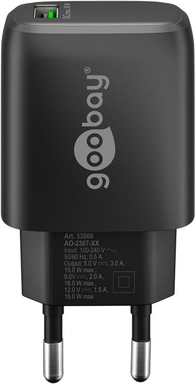 USB-Schnellladegerät QC 3.0 (18 W) schwarz