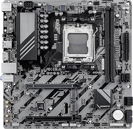 GIGABYTE B840M D2H Mainboard – AMD Ryzen 9000 CPUs, 5+2+2 Phasen VRM, bis zu 7600 MHz DDR5, 1xPCIe 4.0 + 1xPCIe 3.0 M.2, 2.5GbE LAN, USB 3.2 Gen 1