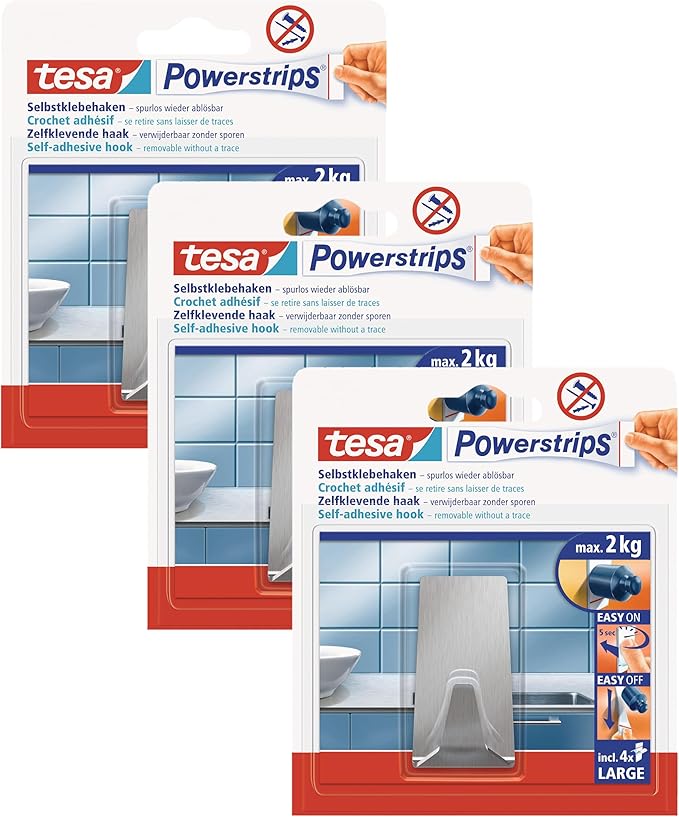 Tesa Powerstrips Haken L rechteckig metall