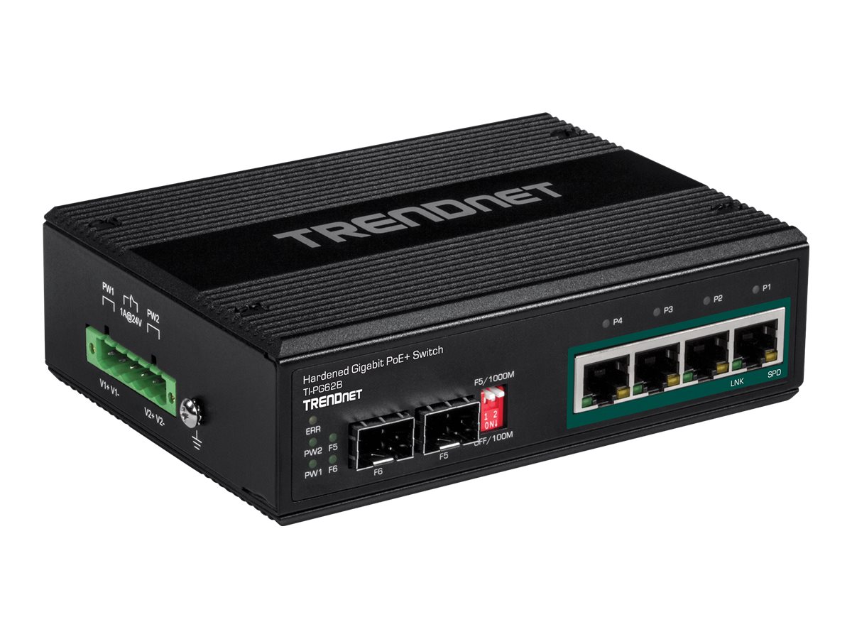 Trendnet TI-PG62B Netzwerk-Switch Unmanaged L2 Gigabit Ethernet (10/100/1000) Power over Ethernet (PoE) Schwarz