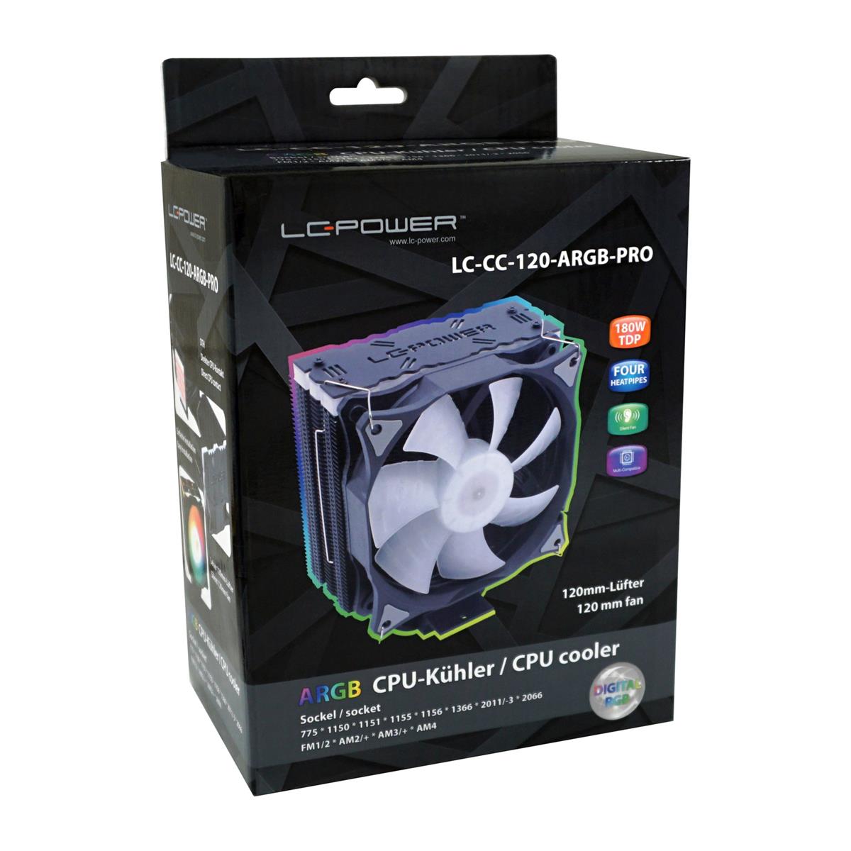 LC-Power LC-CC-120-ARGB-PRO Computerkühlsystem Prozessor Kühler 12 cm Schwarz