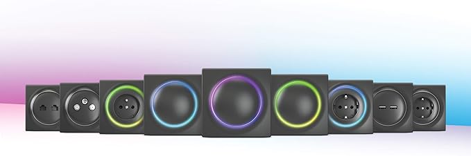 FIBARO Walli Dimmer / Z-Wave Plus Lichtdimmer mit LED Deckel, Anthrazit, FGWDEU-111-8