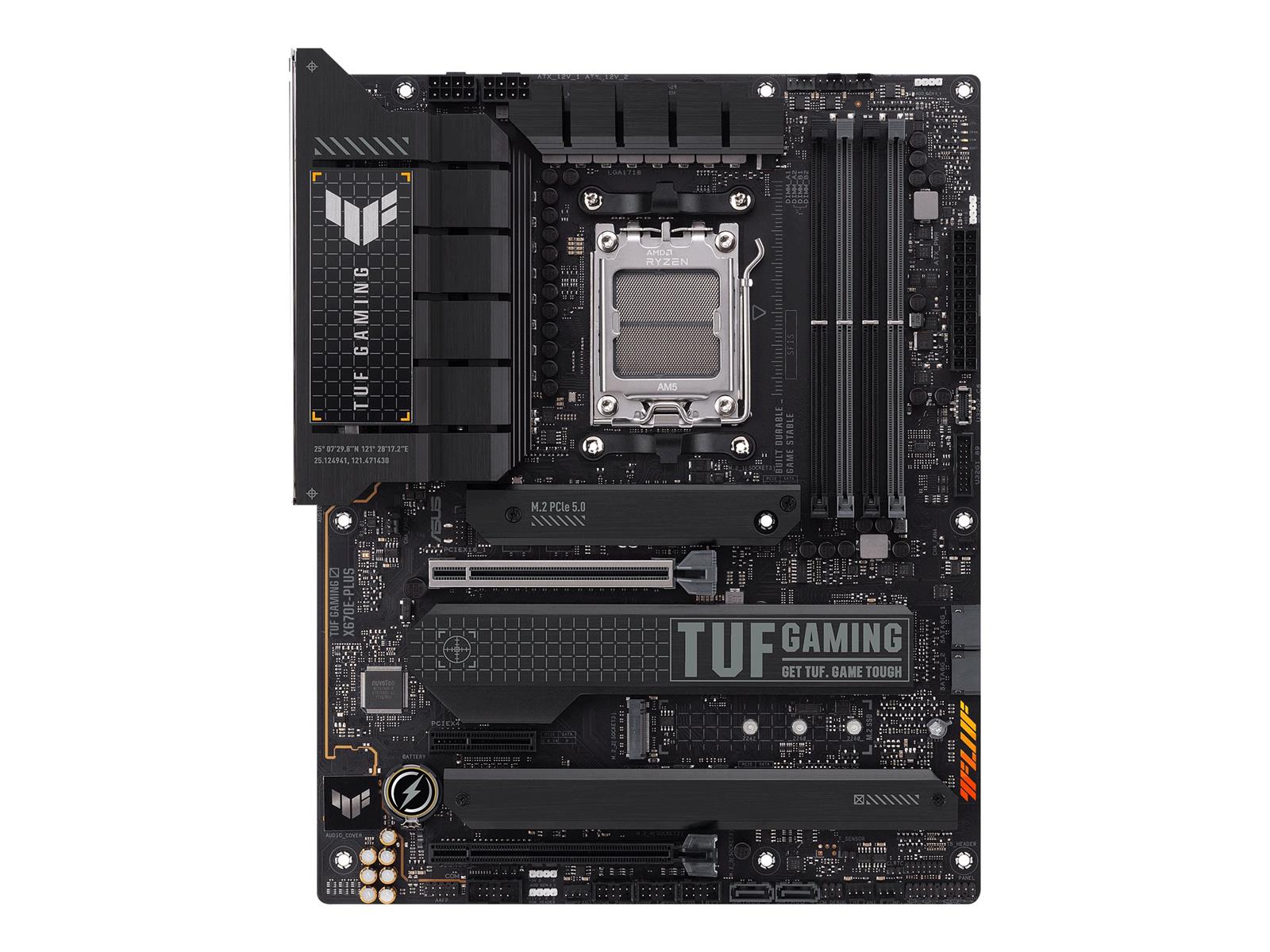 ASUS TUF GAMING X670E-PLUS - Motherboard - ATX - Socket AM5 - AMD X670E Chipsatz - USB-C 3.2 Gen2, USB-C Gen 2x2, USB 3.2 Gen 1, USB 3.2 Gen 2 - 2.5 Gigabit LAN - Onboard-Grafik (CPU erforderlich)
