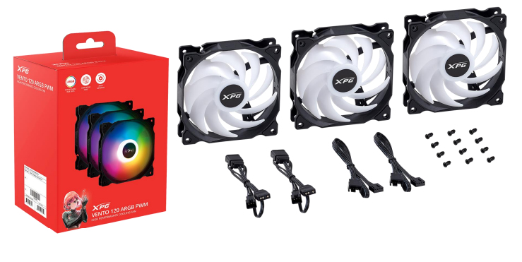 XPG VENTO 120 ARGB PWM Computergehäuse Ventilator 12 cm Schwarz 3 Stück(e)