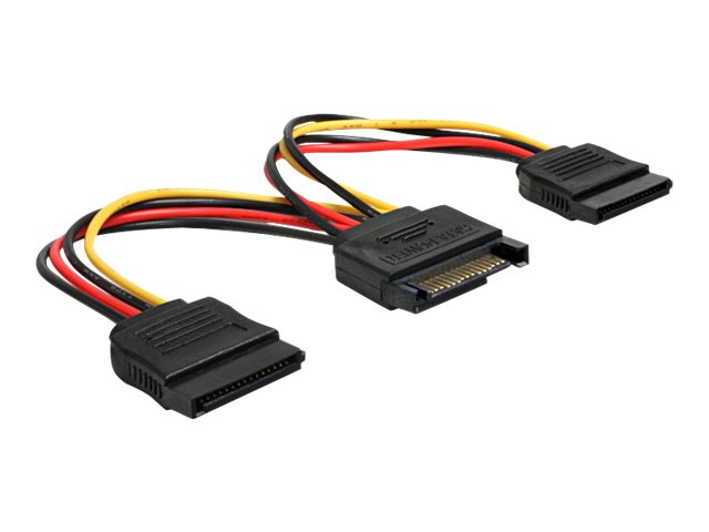 DeLOCK Cable Power SATA 15pin > 2x SATA HDD – straight 0,15 m