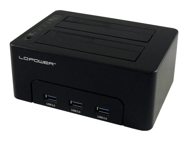 LC-Power LC-DOCK-U3-HUB - HDD-Dockingstation mit Netzanzeige, 3-Port-USB-Hub, Ein/Aus-Schalter, Klon-Funktion Schächte: 2 - 2,5" / 3,5" gemeinsam genutzt (6,4 cm/8,9 cm gemeinsam genutzt)