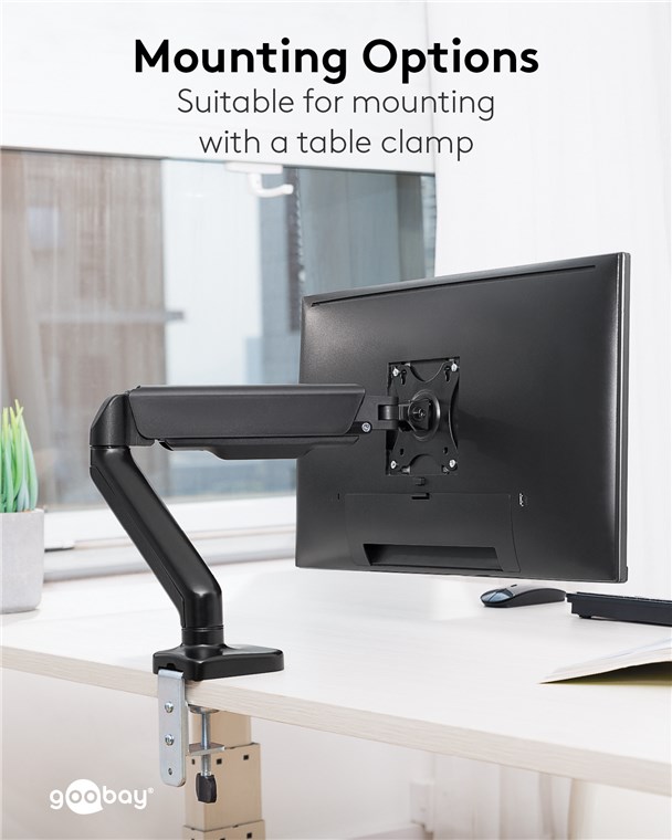 Monitorhalterung mit Gasdruckfeder, schwarz Monitorhalterung mit Gasdruckfeder, schwarz