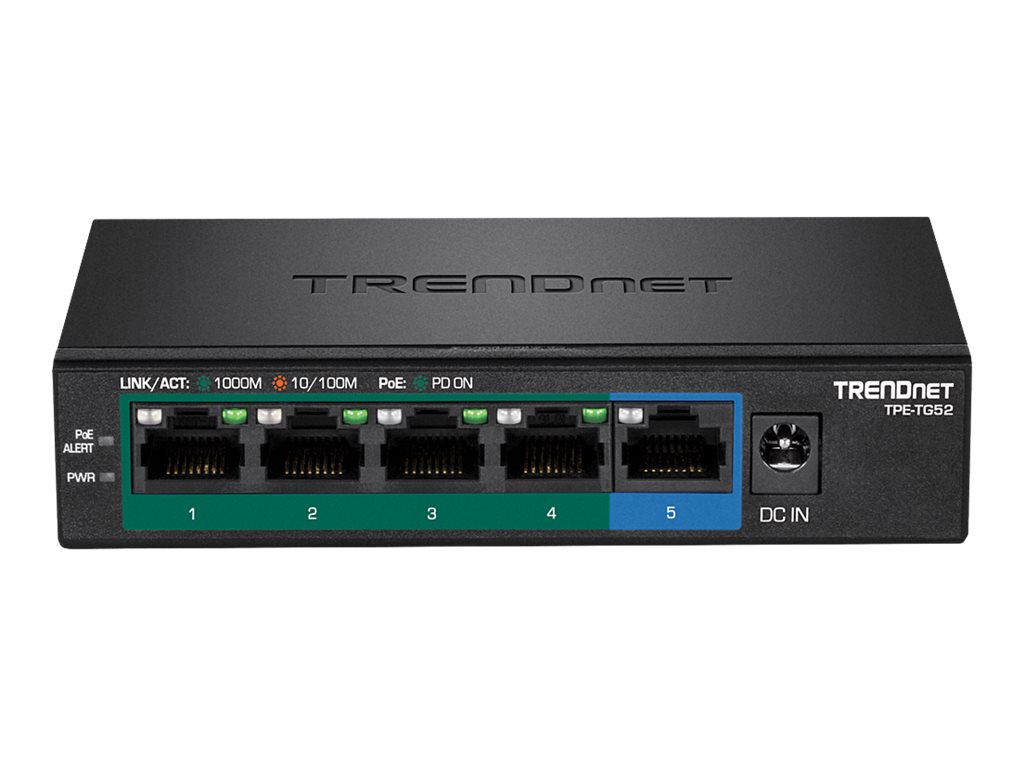 Trendnet TPE-TG52 Netzwerk-Switch Unmanaged Gigabit Ethernet (10/100/1000) Power over Ethernet (PoE) Schwarz