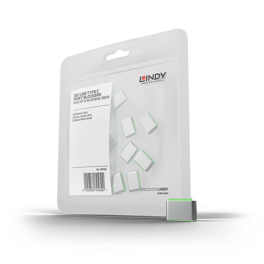 Lindy 40438 Schnittstellenblockierung USB Typ-C Grün 10 Stück(e)