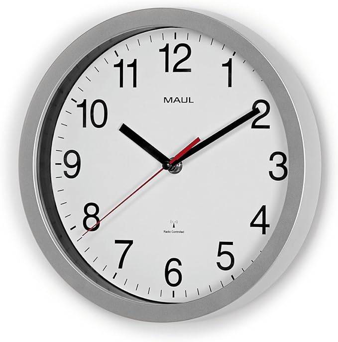 MAUL Wanduhr Run weiß/silber Kunststoff 25cm inkl. Batterien