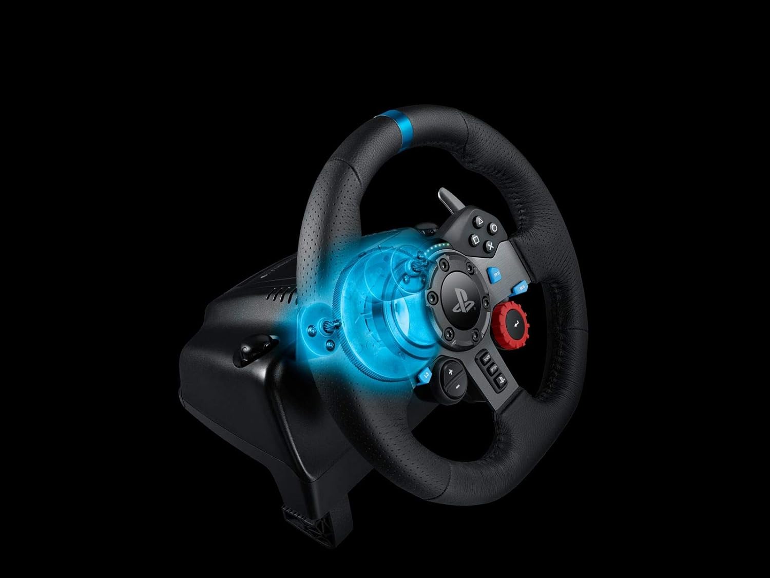 Logitech G G29 Driving Force Racing Wheel und Bodenpedale, Real Force Feedback, Edelstahl-Schalthebel am Lenkrad, Leder-Lenkradbezug für XPS5, PS4, PC, Mac, Schwarz